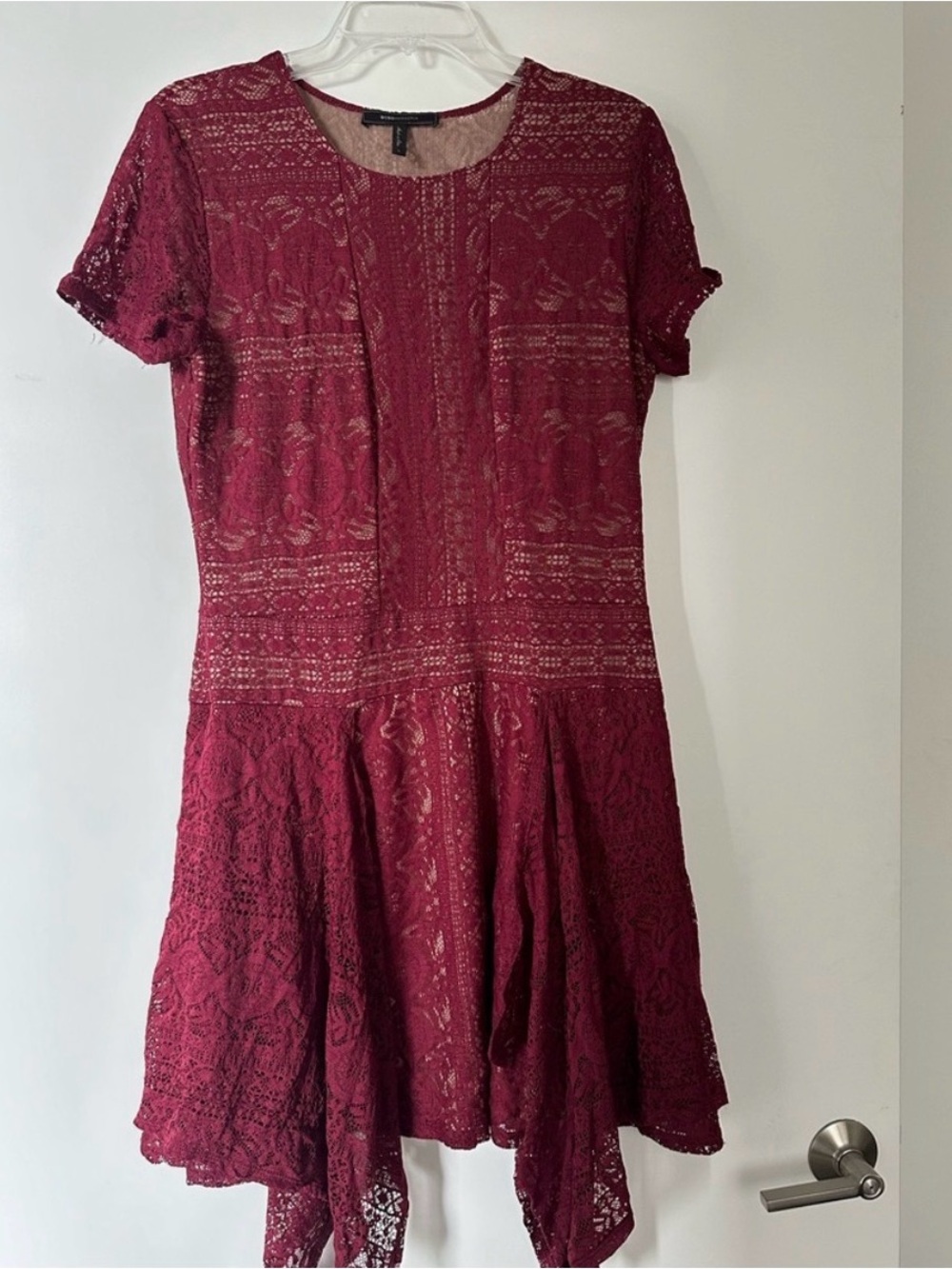 Bcbg Women’s Burgundy Lace Fit & Flare Dress